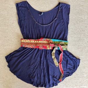 Urban Outfitters navy blue, wrap blouse